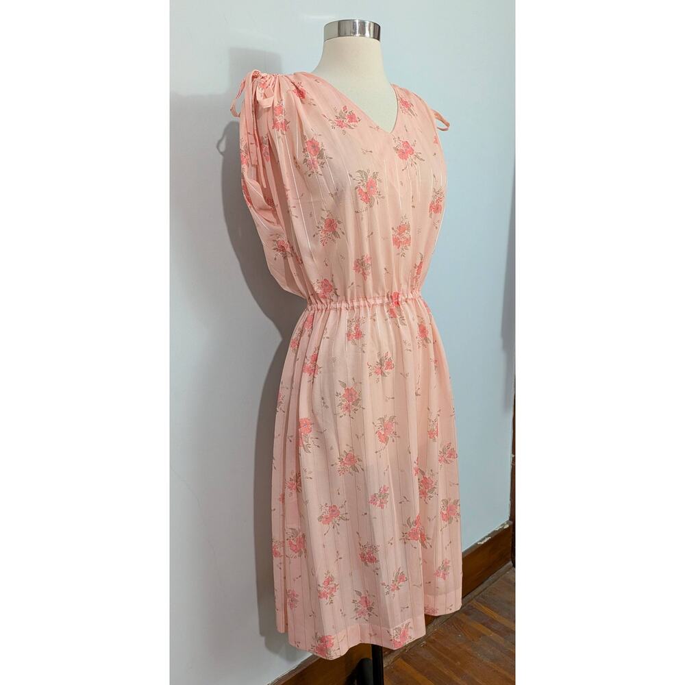 70s Peach Semi-Sheer Dress - Picture 5 of 5